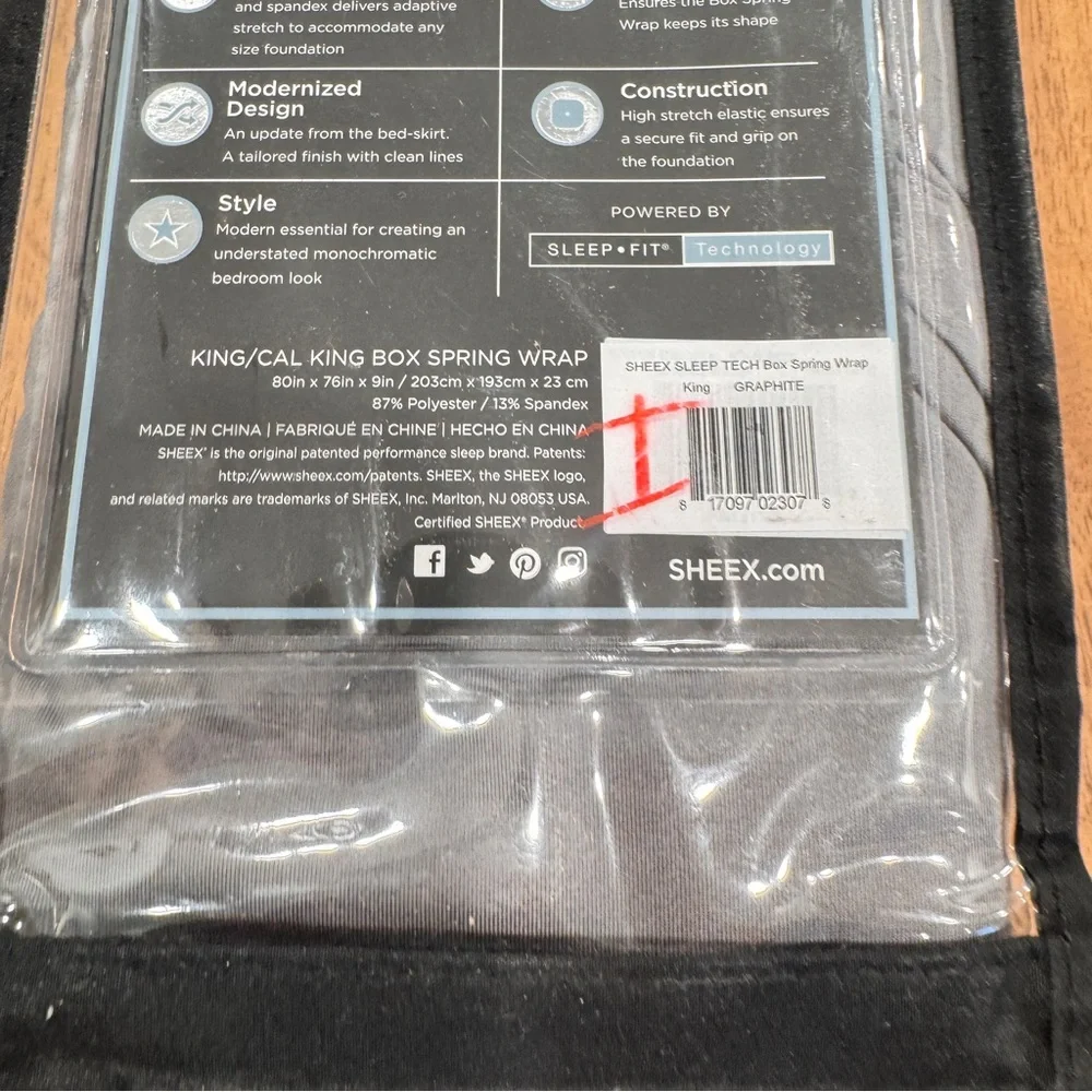 Sheex Performance Bedding Box Spring Wrap King Size Graphite Grey Sleep Tech New
